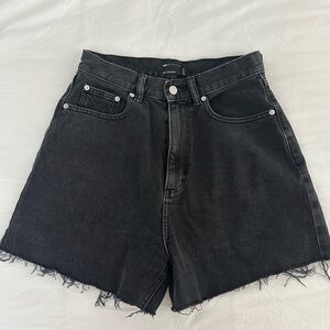 ASOS ultra high rise long cut off shorts